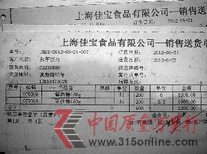 上海佳寶食品有限公司部分產品銷往和平飯店的送貨單。 上海佳寶食品有限公司部分產品銷往和平飯店的送貨單。